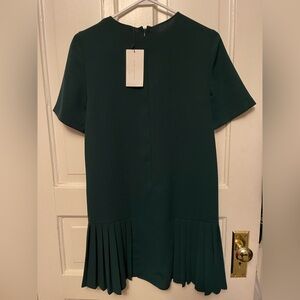 Zara NWT Forest Green Pleated Midi Dress